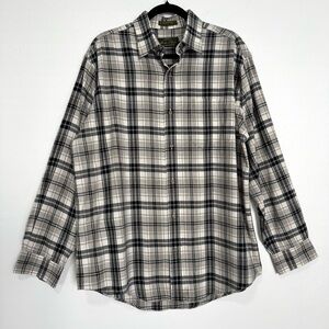 ORVIS Signature Collection‎ Shirt Men’s Large Gray Plaid Flannel Western Grunge